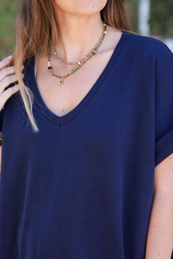 Navy blue Jersey Knit Maxi Dress