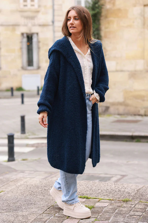 Navy blue duster coat best sale