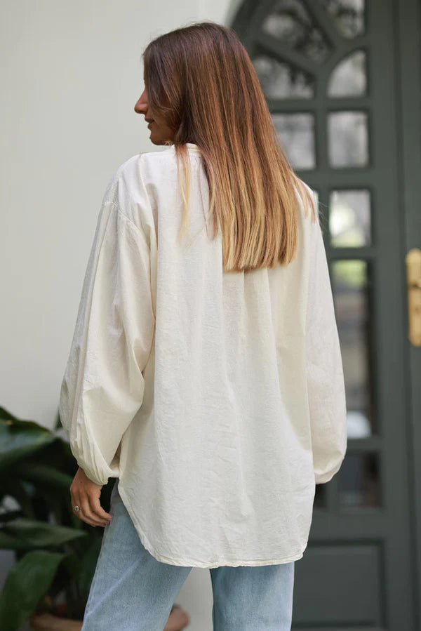 Off white Cotton Crochet Floral Inset Blouse