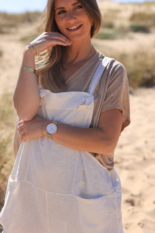 Off-white Cotton and Linen Flowing Overalls