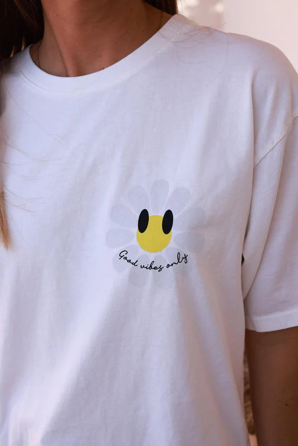 Off white Good Vibes Only Daisy Tee
