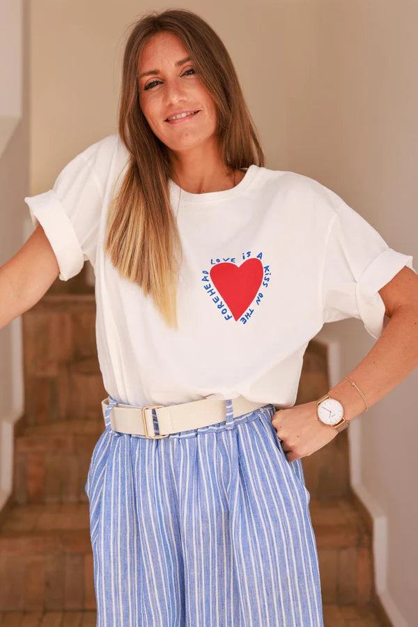 Off white Love is a Kiss on the Forehead Cotton Jersey Tee