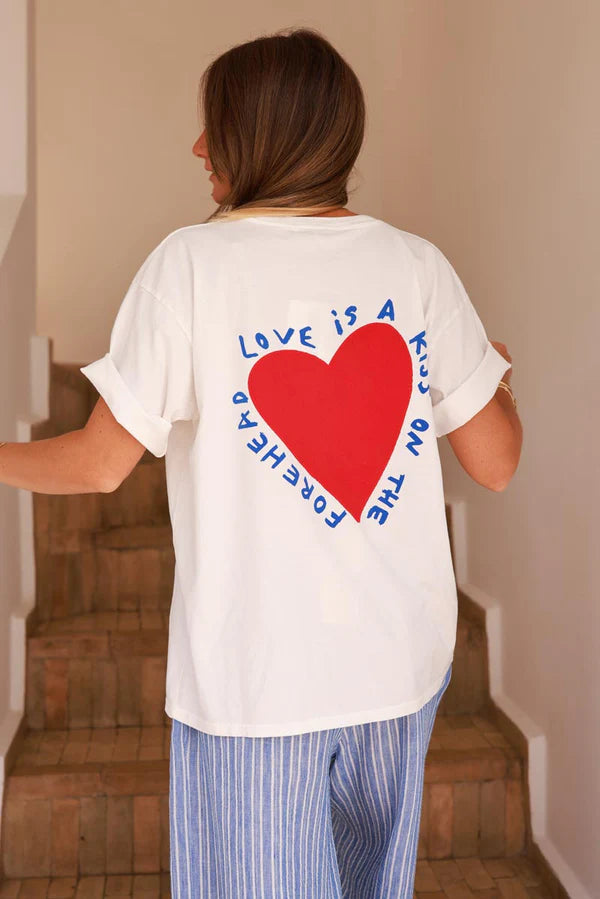 Off white Love is a Kiss on the Forehead Cotton Jersey Tee