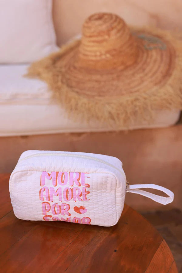 Off White More Amor Por Favor Reversible Travel Pouch