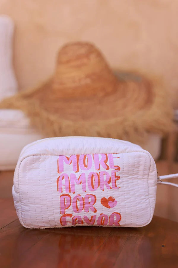 Off White More Amor Por Favor Reversible Travel Pouch