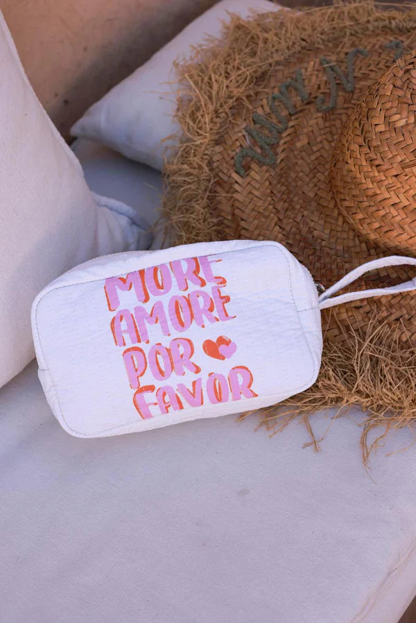 Off White More Amor Por Favor Reversible Travel Pouch