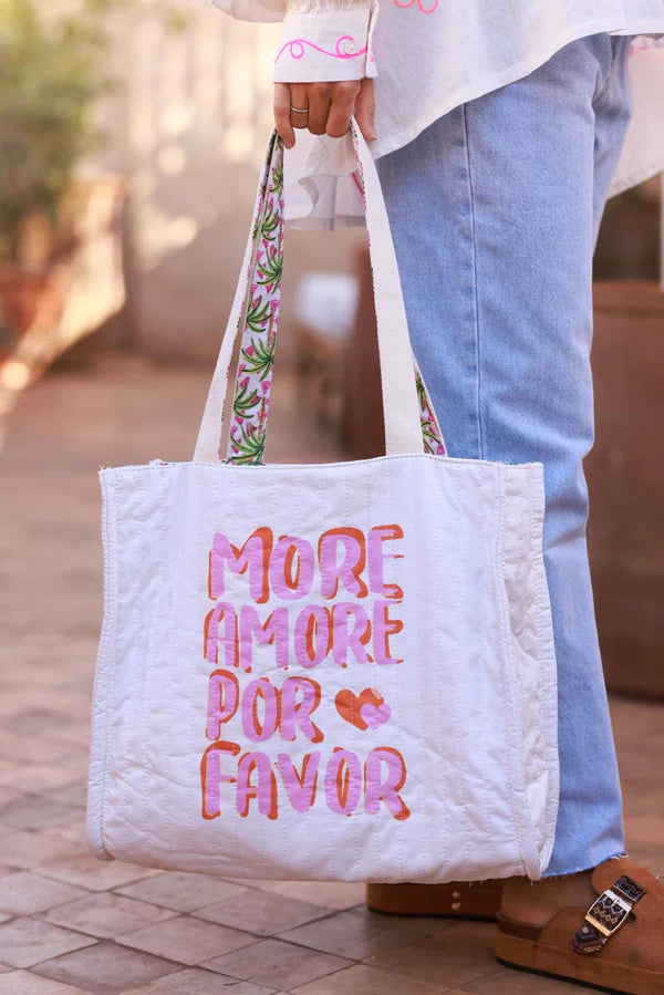 Off White More Amor Por Favor Reversible Travel Tote