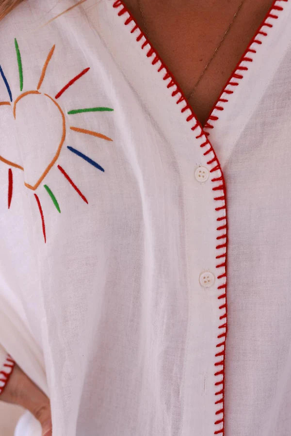 Off white Sunny Heart Cotton Blouse