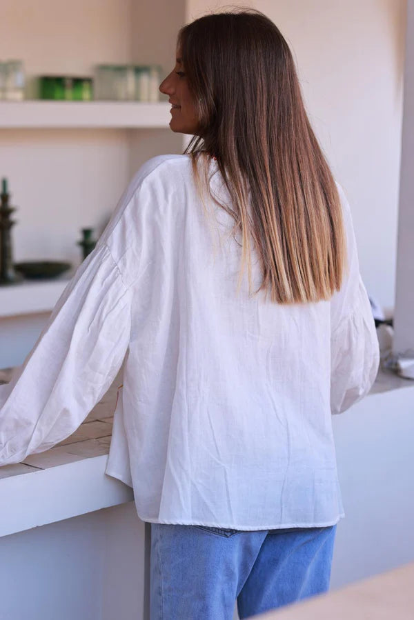 Off white Sunny Heart Cotton Blouse