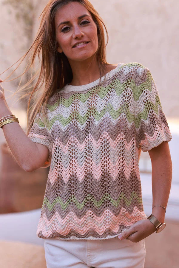 Olive Crochet Blanket Motif Top
