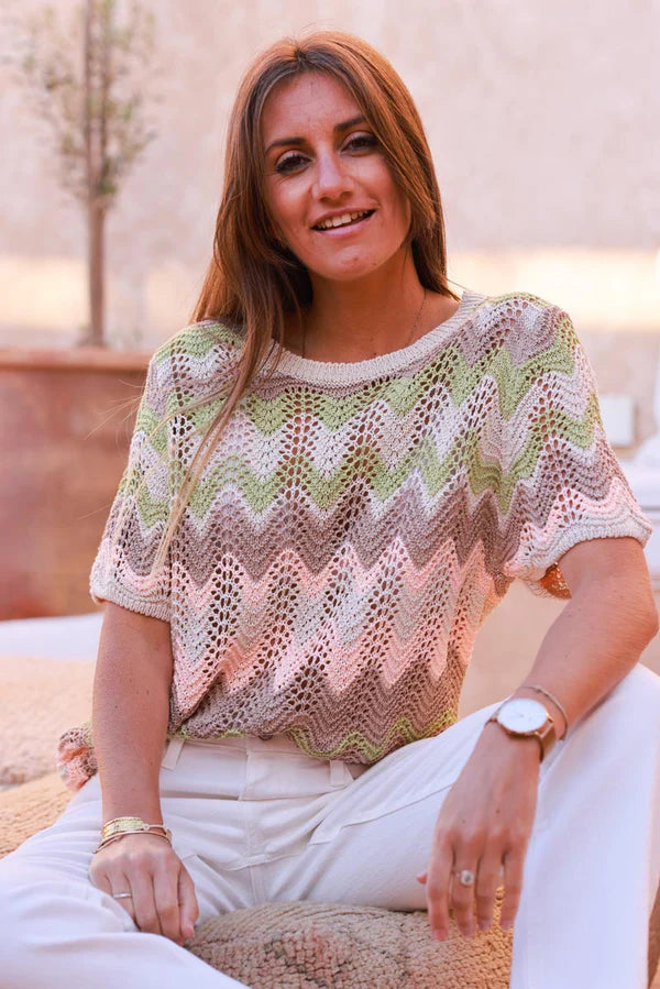 Olive Crochet Blanket Motif Top
