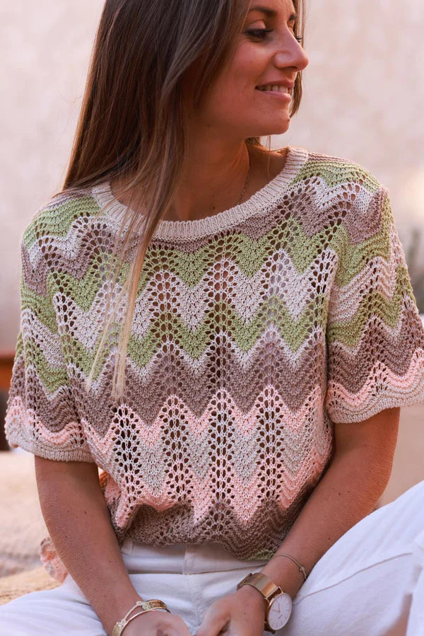 Olive Crochet Blanket Motif Top