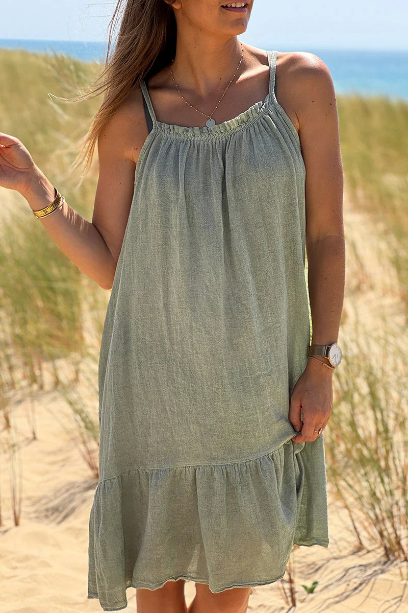 Olive Fluted Terry Sundress