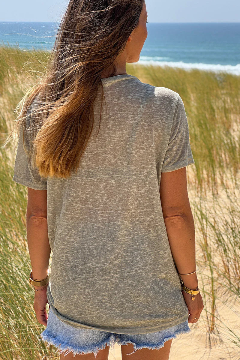 Olive Nature Lovers Parrot Print Slub Knit Tee