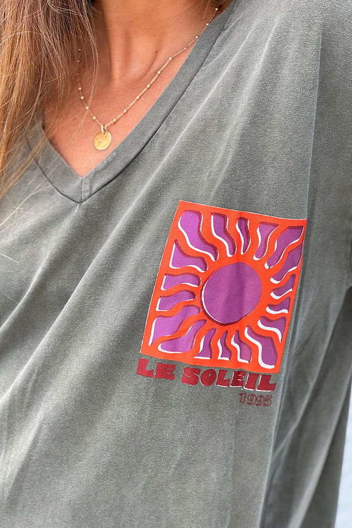 Olive Neon Sun Vintage Jersey T-Shirt Dress