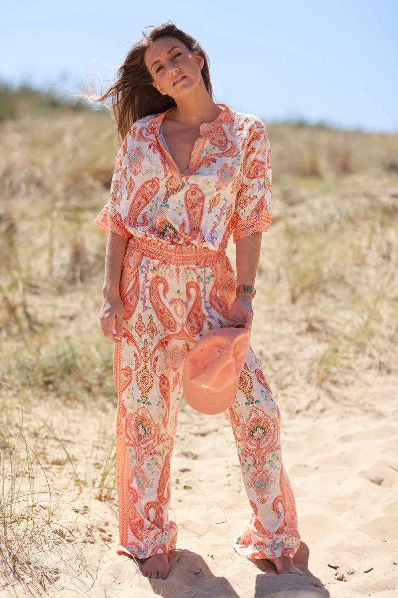 Orange Boho Paisley Tunic