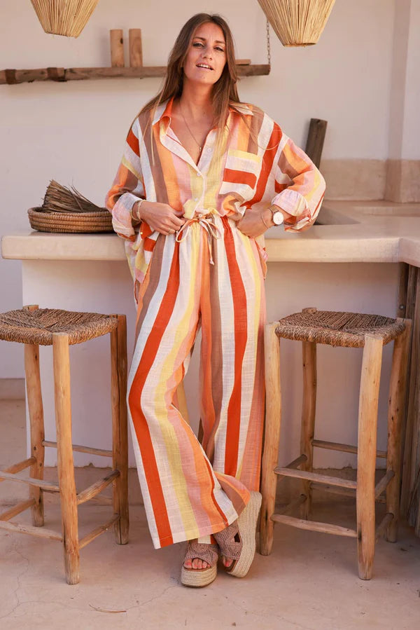 Orange Candy Stripe Wide-Leg Pants