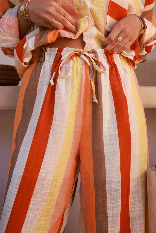 Orange Candy Stripe Wide-Leg Pants