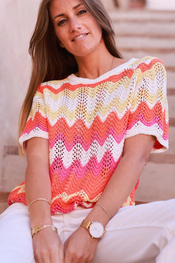 Orange Crochet Blanket Motif Top