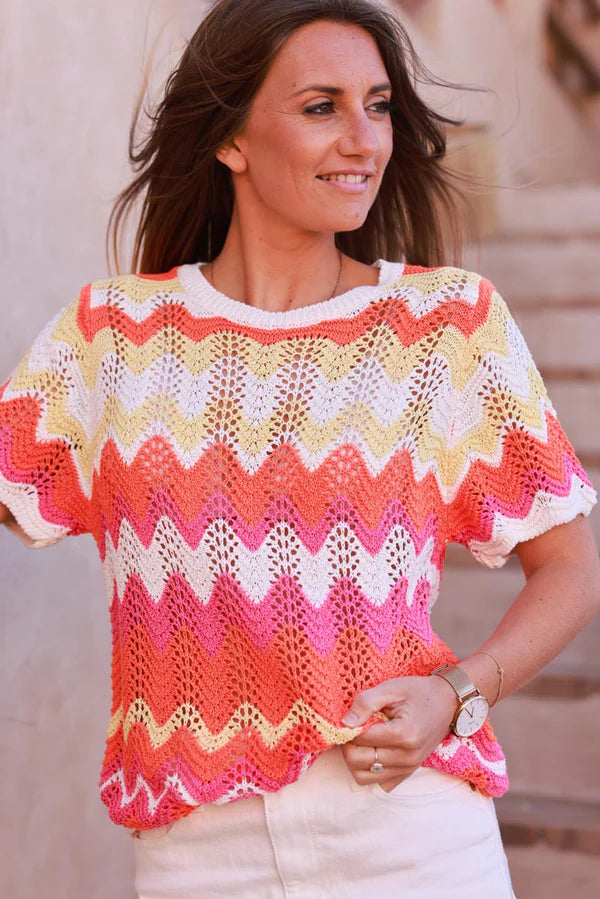 Orange Crochet Blanket Motif Top