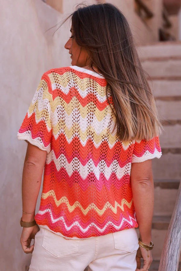 Orange Crochet Blanket Motif Top