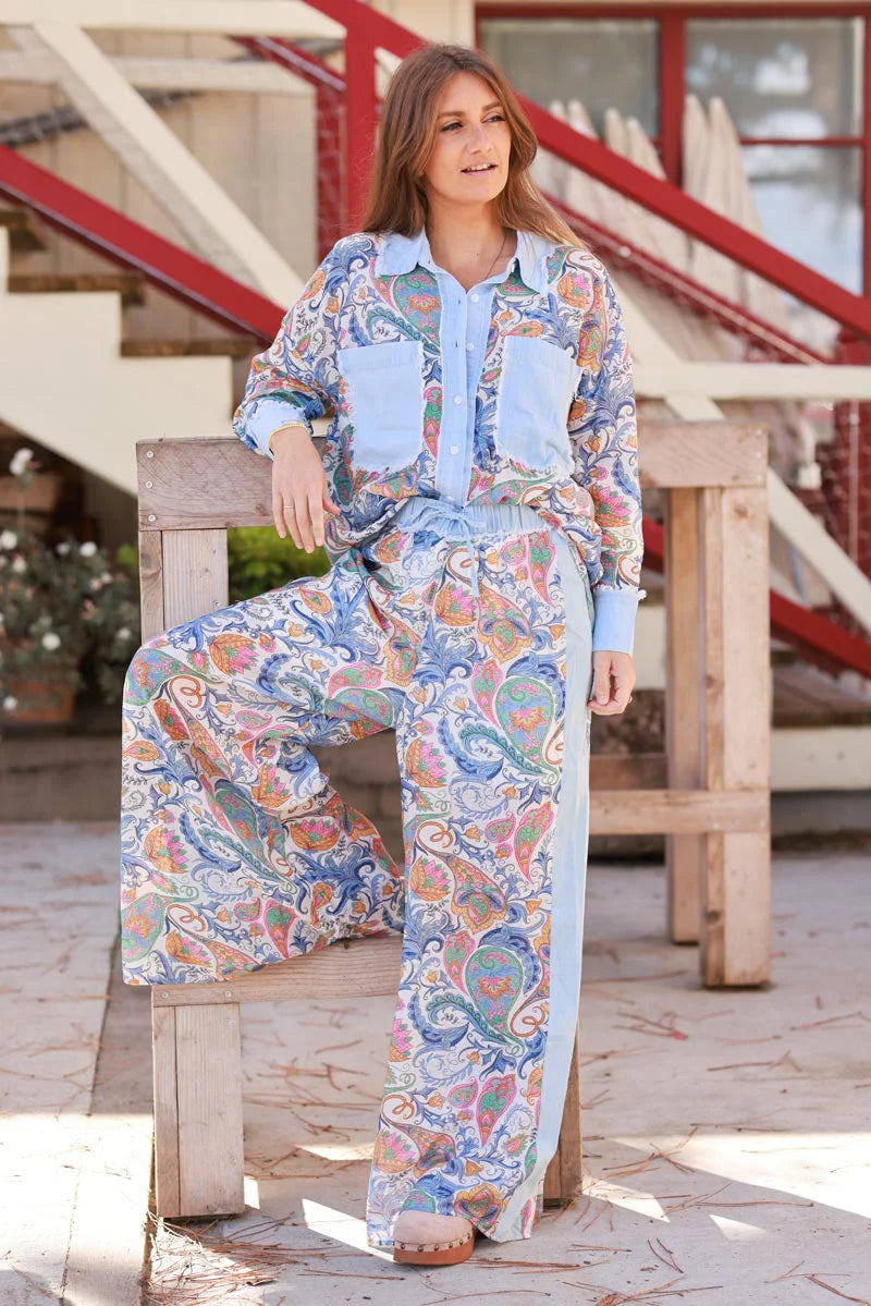 Paisley and Denim Lightweight Button-Down