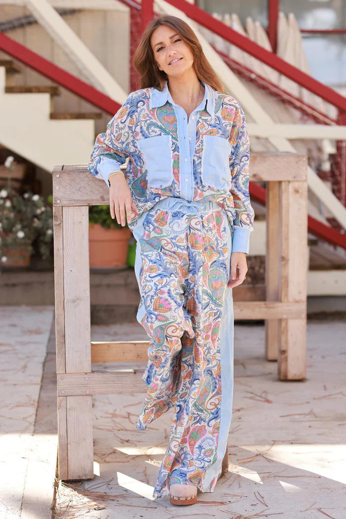 Paisley and Denim Lightweight Button-Down