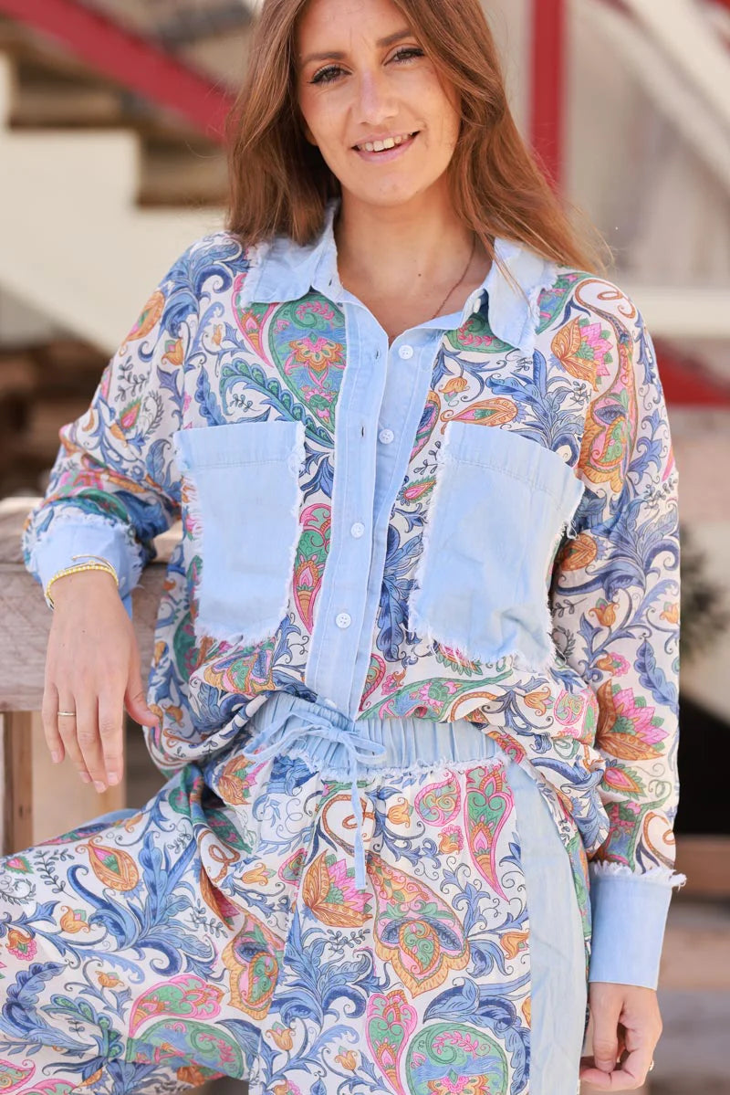 Paisley and Denim Lightweight Button-Down