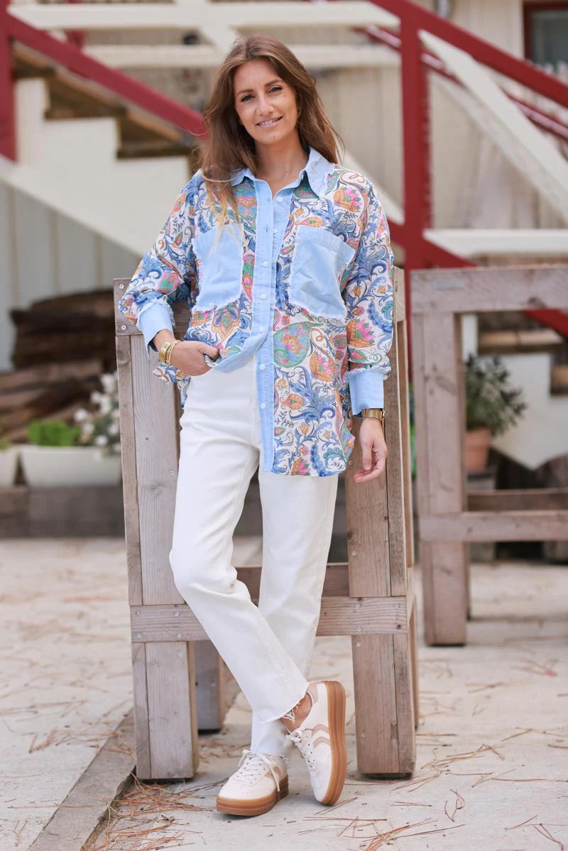 Paisley and Denim Lightweight Button-Down