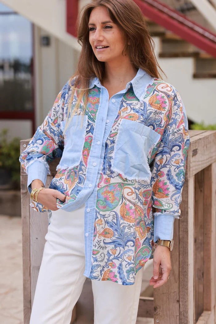 Paisley and Denim Lightweight Button-Down