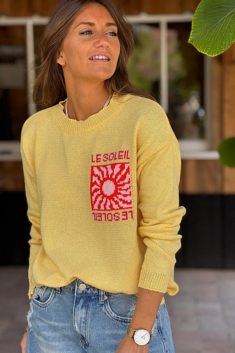 Pastel Yellow Le Soleil Lightweight Knit Sweater