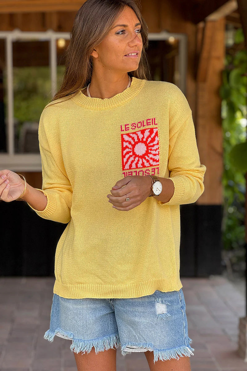 Pastel Yellow Le Soleil Lightweight Knit Sweater