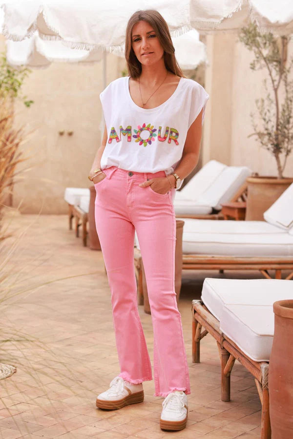 Pink Baby Bell Bottom Jeans