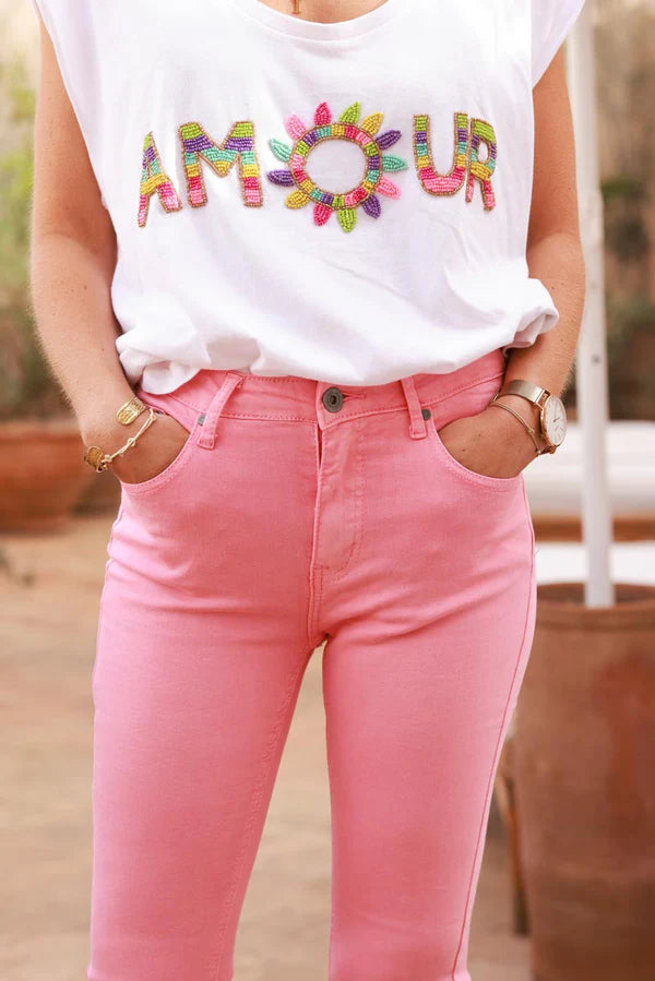 Pink Baby Bell Bottom Jeans