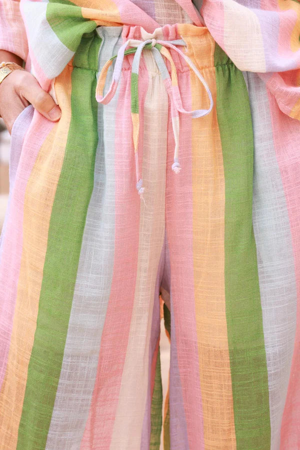 Pink Candy Stripe Wide-Leg Pants