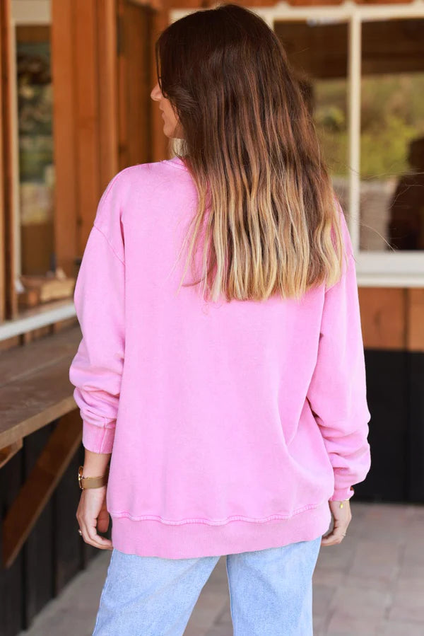 Pink Croissant Screen Print Sweater
