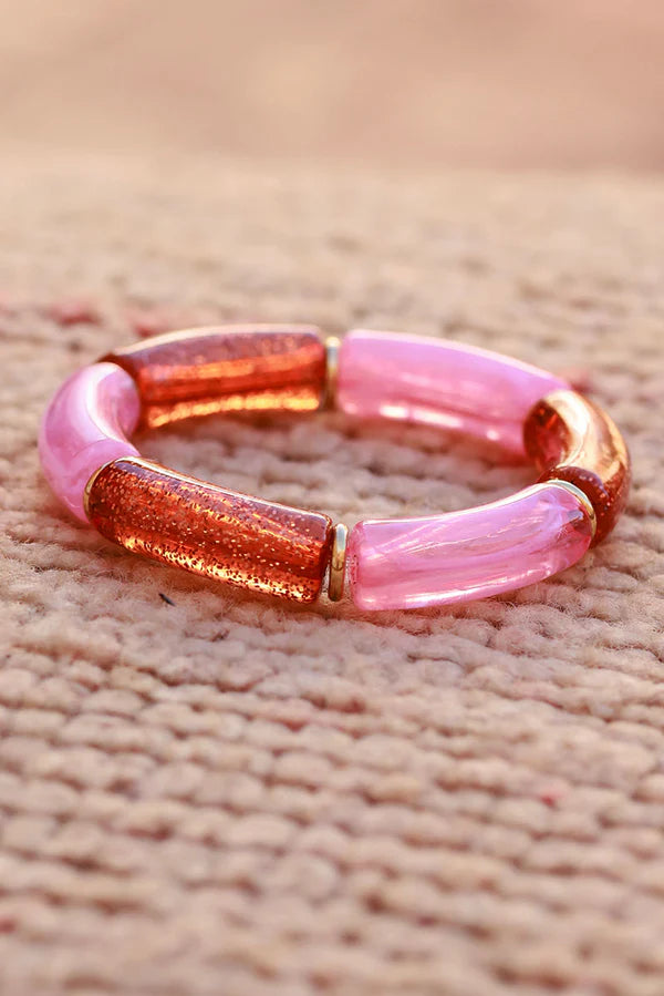 Pink Glitter Tube Bead Bracelet