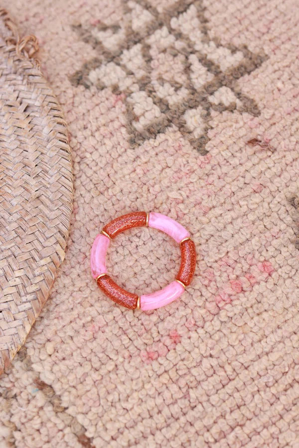 Pink Glitter Tube Bead Bracelet