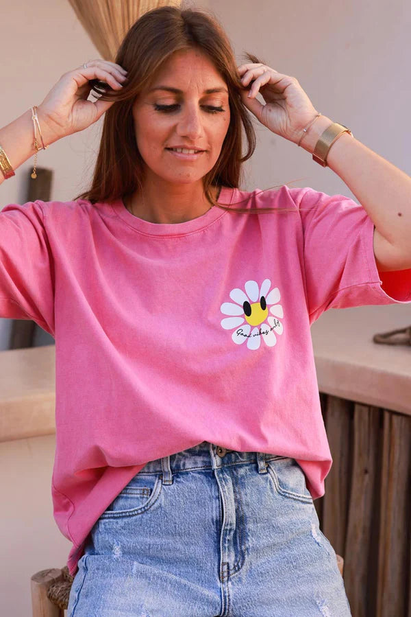Pink Good Vibes Only Daisy Tee