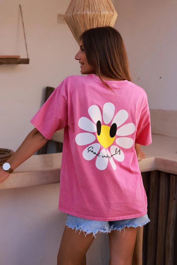 Pink Good Vibes Only Daisy Tee