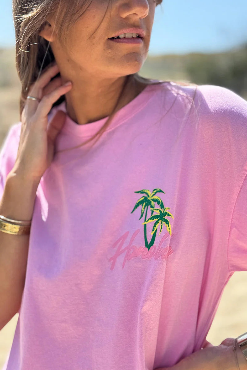 Pink Honolulu Screen Print Tee