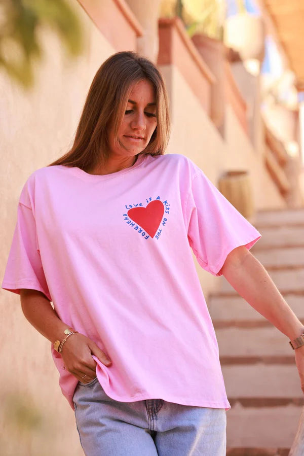 Pink Love is a Kiss on the Forehead Cotton Jersey Tee