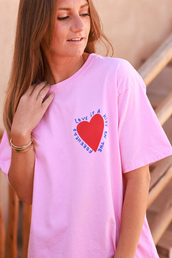 Pink Love is a Kiss on the Forehead Cotton Jersey Tee