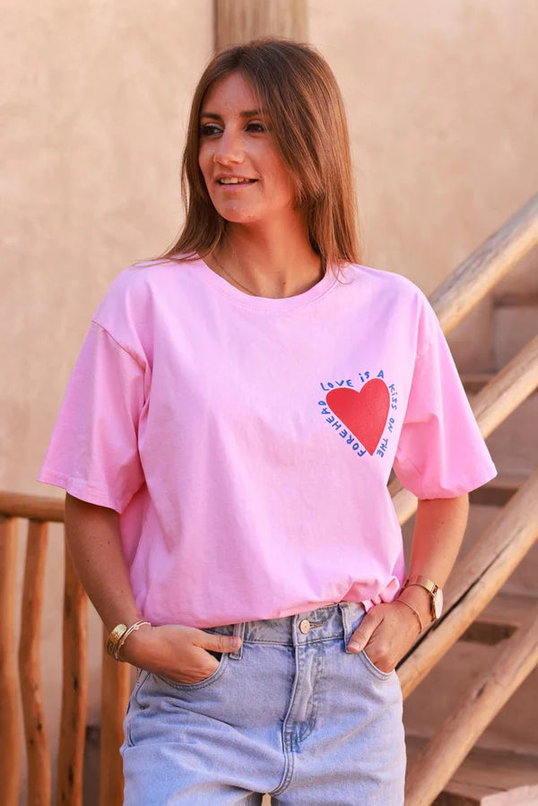Pink Love is a Kiss on the Forehead Cotton Jersey Tee