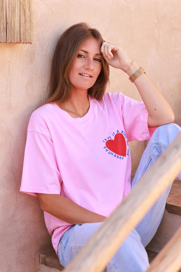 Pink Love is a Kiss on the Forehead Cotton Jersey Tee