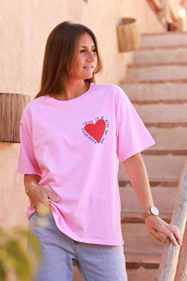 Pink Love is a Kiss on the Forehead Cotton Jersey Tee