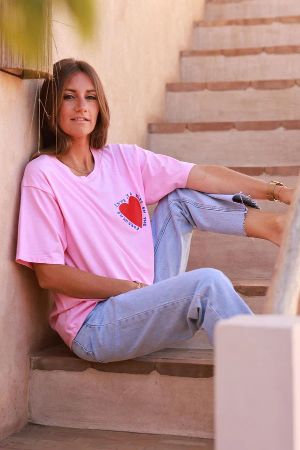 Pink Love is a Kiss on the Forehead Cotton Jersey Tee