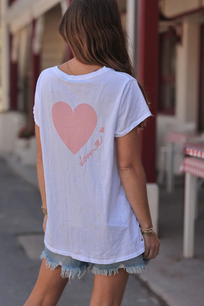 Pink “Love” Slouchy V-Neck Tee
