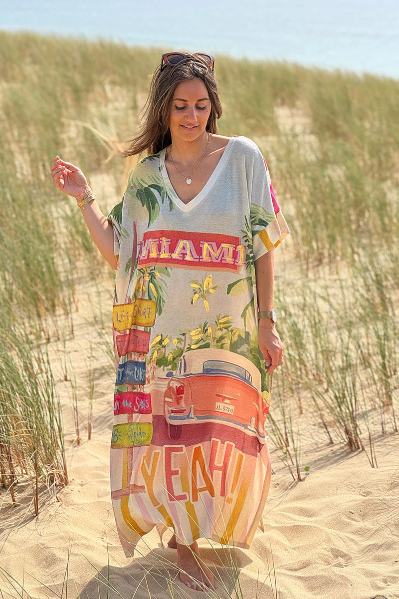 Pink Miami Glitter Knit Maxi Dress