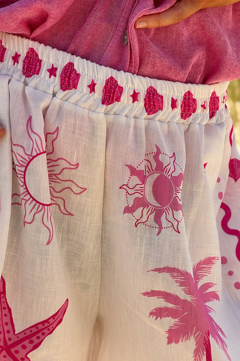 Pink Mystical Beach Eclipse Shorts